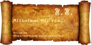 Mittelman Mária névjegykártya